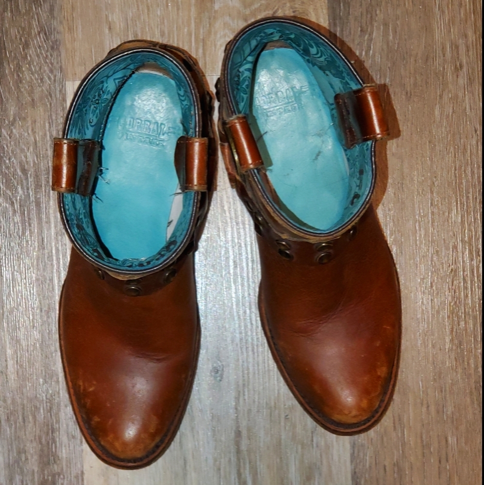 Corral Brown Ankle Boots With Turquoise Lining View 5